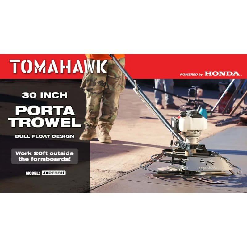 30" Portable Honda Concrete Power Trowel with 18ft Bull Float Handle GX35 - handle detail