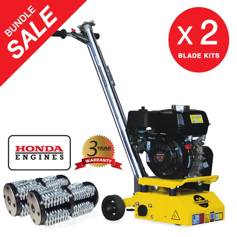 8" Gas Concrete Scarifier Planer Grinder with 5.5 HP Honda Engine Blade Bundle - Image 1