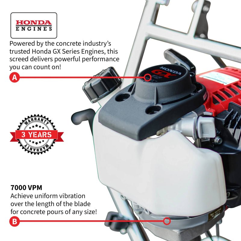 Honda Concrete Finishing Bundle with Magnesium Screed Blade Float and Honda Vibrator with 10" Whip W/ Free Vibration Impact Ironclad Gloves - Image 9