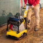 Tomahawk 6.5 HP Honda Reverse Hydraulic Plate Compactor for Soil, Aggregate, Cohesive Compaction - in-use view