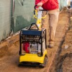 Tomahawk 6.5 HP Honda Reverse Hydraulic Plate Compactor for Soil, Aggregate, Cohesive Compaction - in-use view