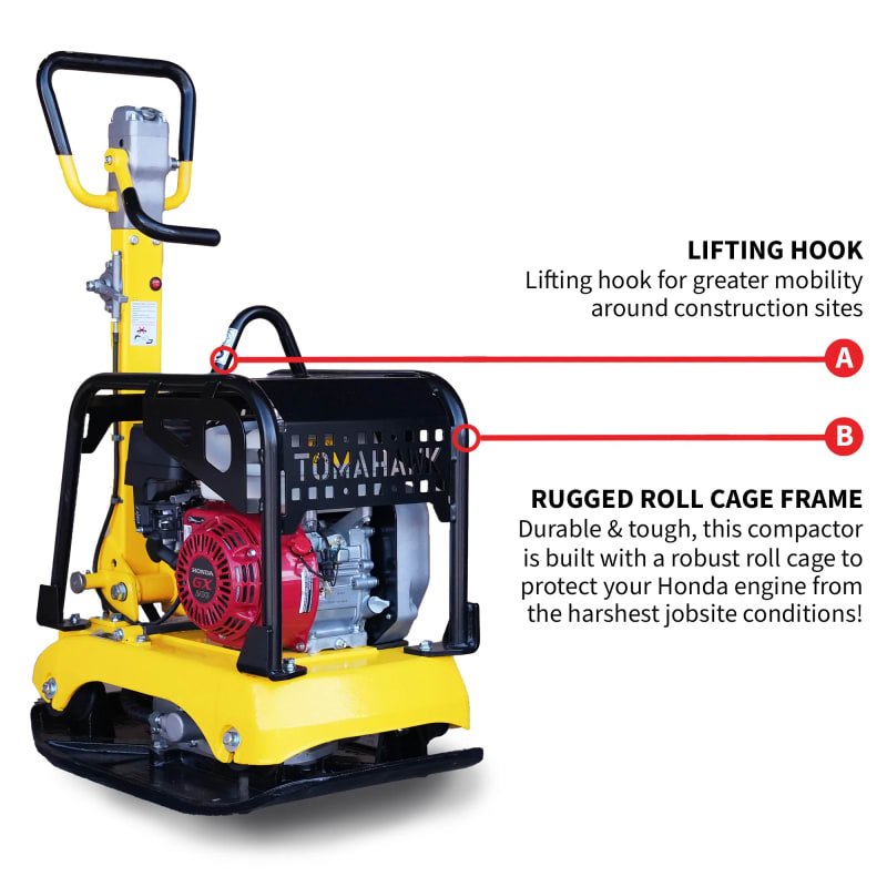 Tomahawk 6.5 HP Honda Reverse Hydraulic Plate Compactor for Soil, Aggregate, Cohesive Compaction - in-use view