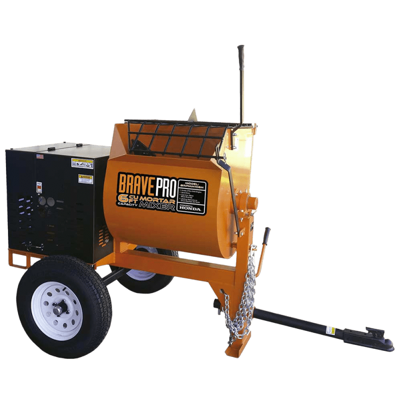 large-concrete-mixer-brave-brpmm106h.png Brave Mortar Mixer | 6 Cu. Ft. Steel Drum | Honda GX239 Gas - Image 1